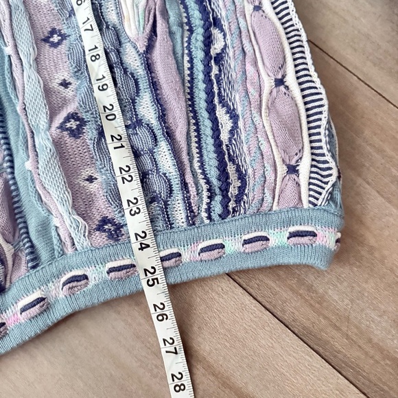 Vtg 90s Tundra 3D knit sweater blue purple size large - Picture 5 of 5